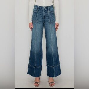 Artemis Vintage Tummy Control Palazzo Jeans Center Seam Wide Leg Dark Wash NWT